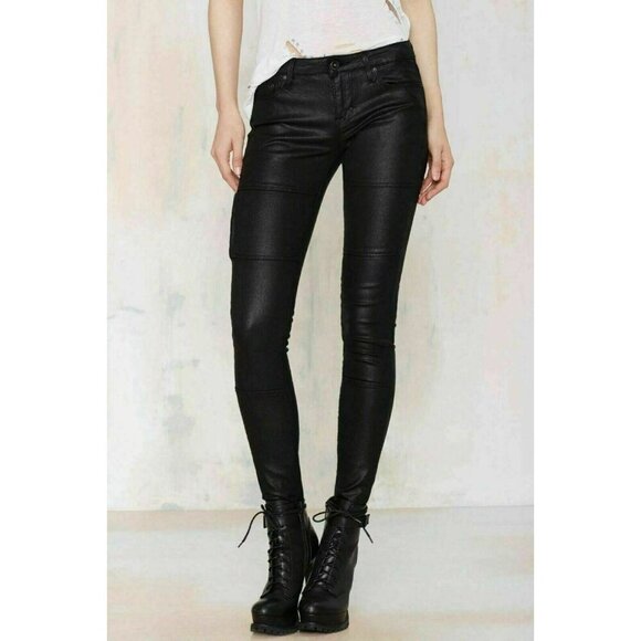 Cult of Individuality x Nasty Gal Black Zen Moto Denim Pants Women’s Size 26 - Picture 2 of 12